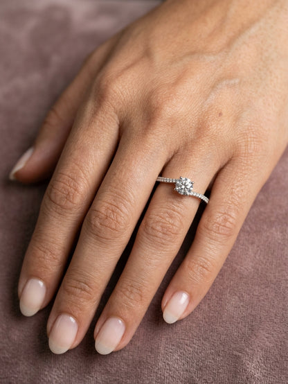 GIA Certified Diamond Engagement Ring in 18K White Gold