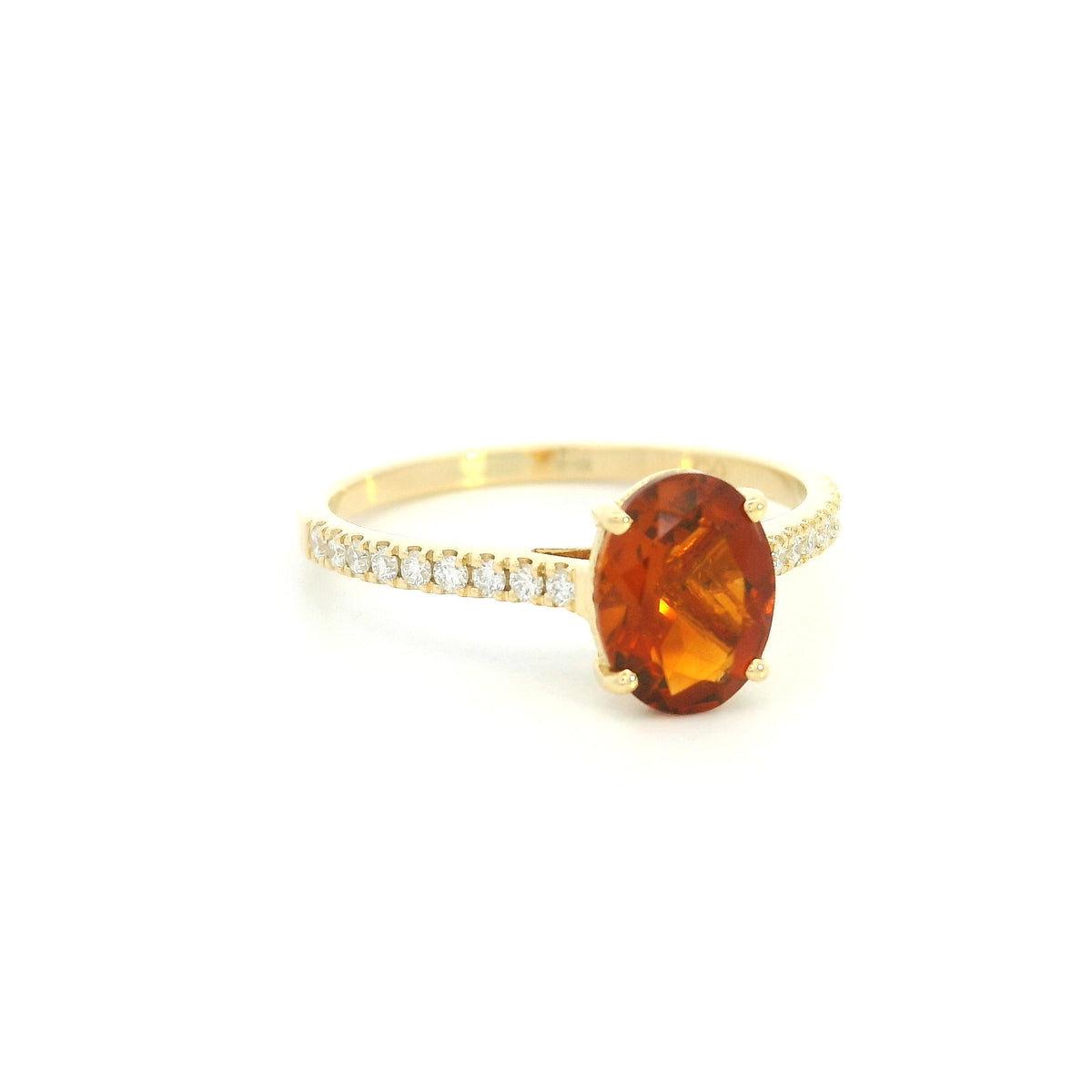Oval Citrine and Diamond Ring in 18K Yellow Gold