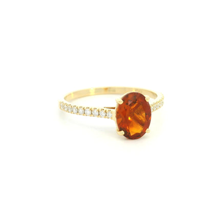 Oval Citrine and Diamond Ring in 18K Yellow Gold