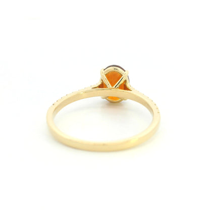 Oval Citrine and Diamond Ring in 18K Yellow Gold