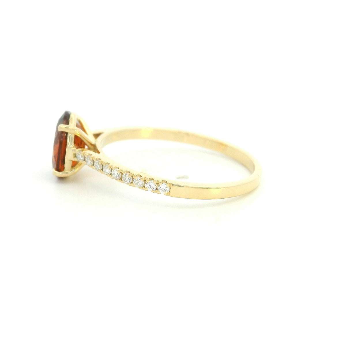 Oval Citrine and Diamond Ring in 18K Yellow Gold