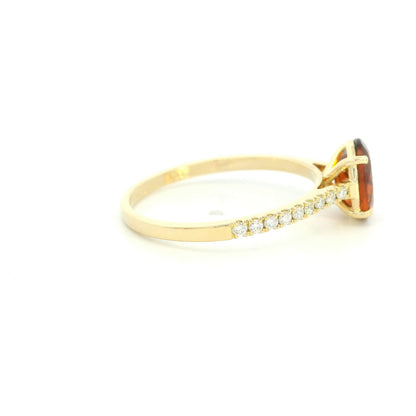 Oval Citrine and Diamond Ring in 18K Yellow Gold