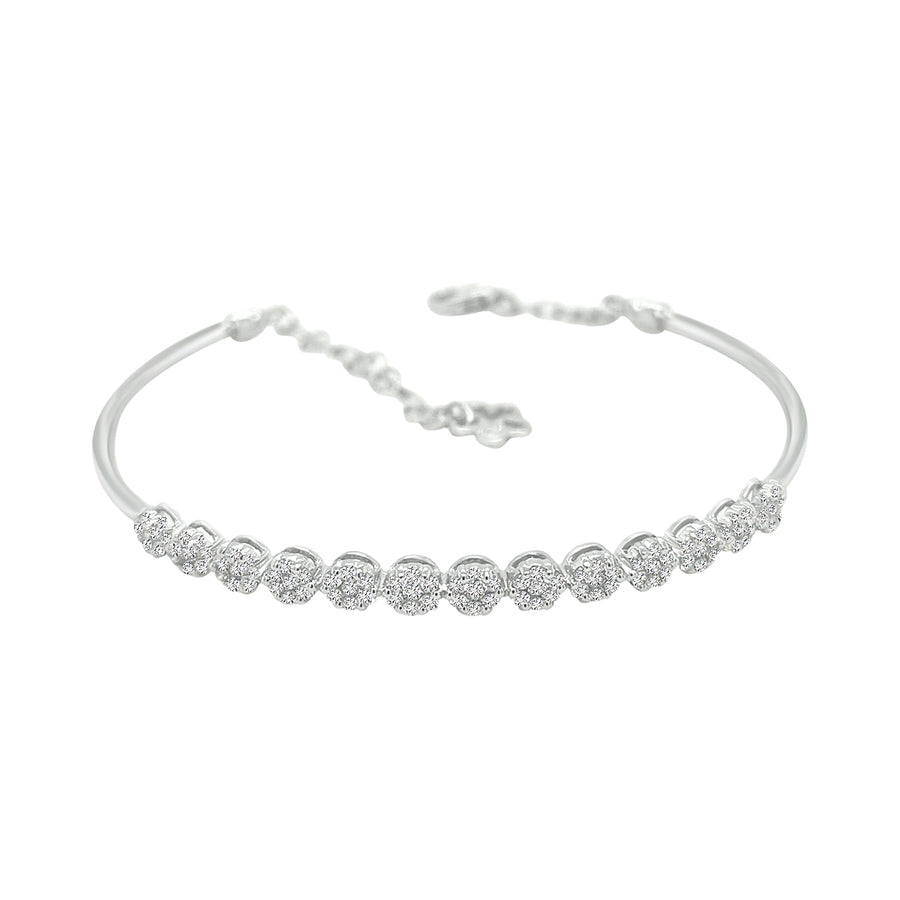Cluster Diamond Bangle Crafted In 18K White Gold