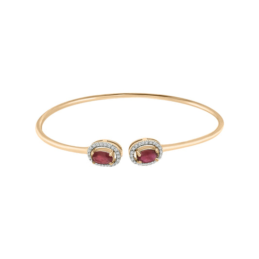 Diamond And Ruby Bangle In 18k Rose Gold
