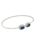 Diamond And Blue Sapphire Bangle In 18k White Gold
