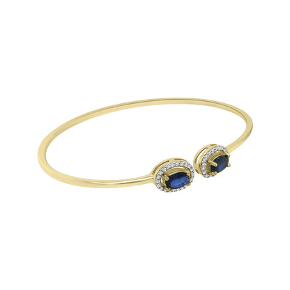 Diamond And Blue Sapphire Bangle In 18k Yellow Gold