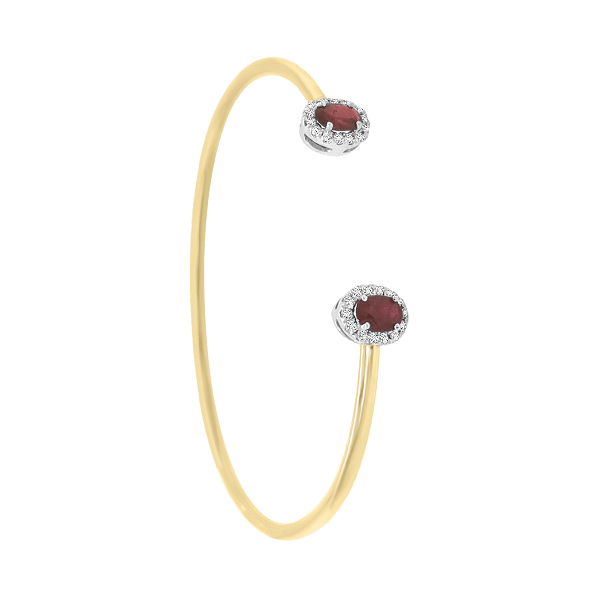 Ruby And Diamond Open Cuff Bangle In 18k Rose Gold.