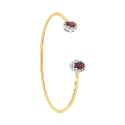 Ruby And Diamond Open Cuff Bangle In 18k Rose Gold.
