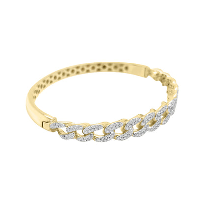 Cuban Link Chain Bangle Bracelet In 18 Yellow Gold.