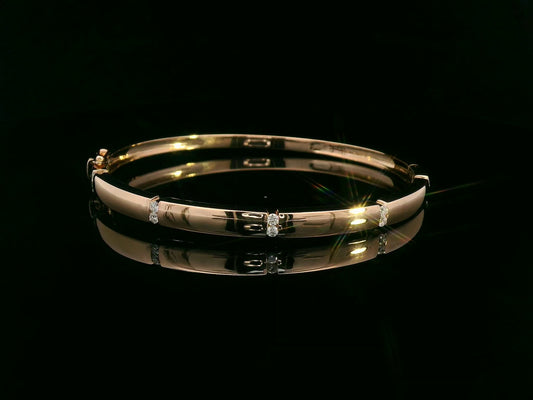 18K Rose Gold Diamond Bangle with Modern Tension-Set Diamonds, 0.30 CTW