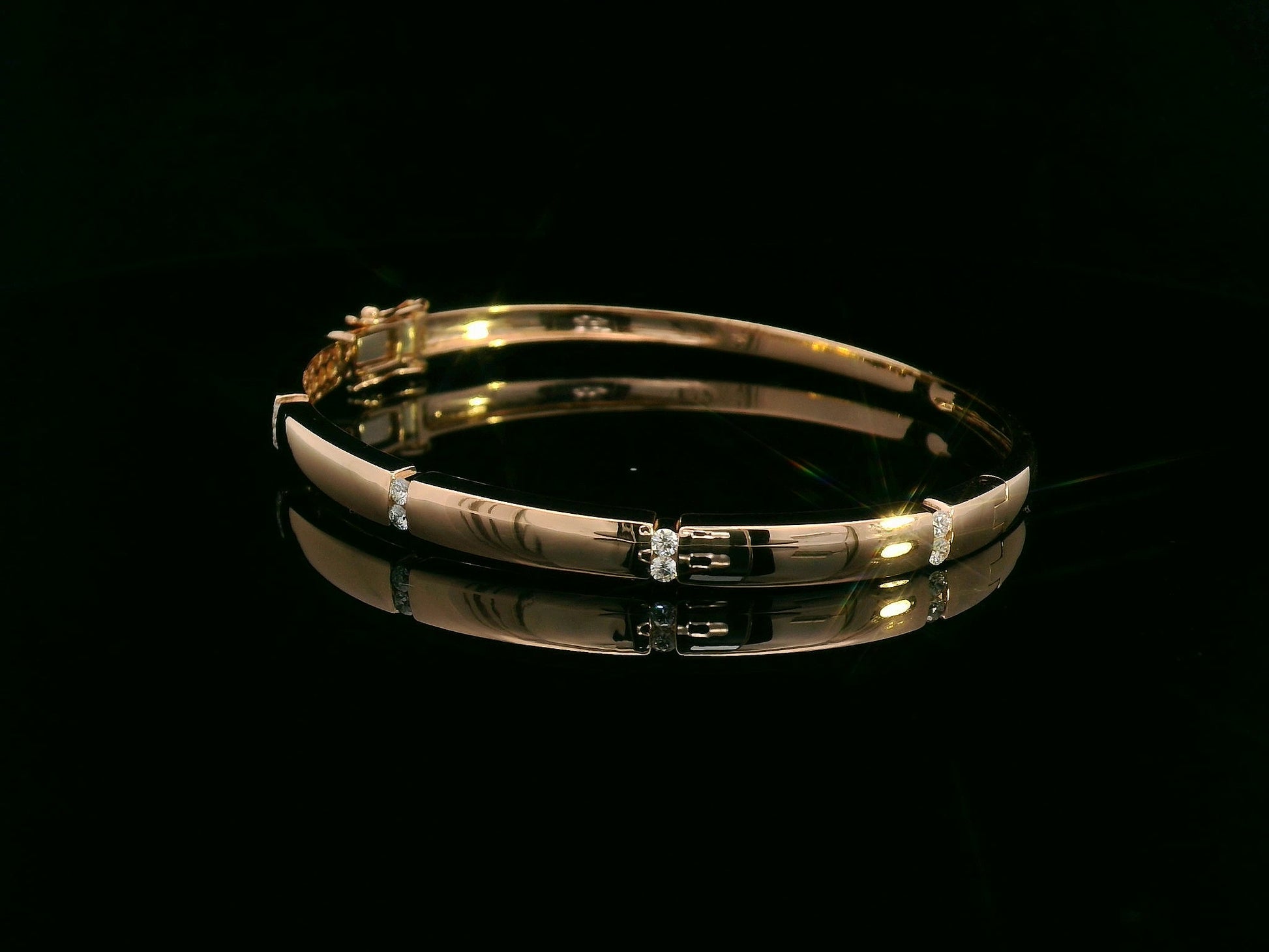18K Rose Gold Diamond Bangle with Modern Tension-Set Diamonds, 0.30 CTW