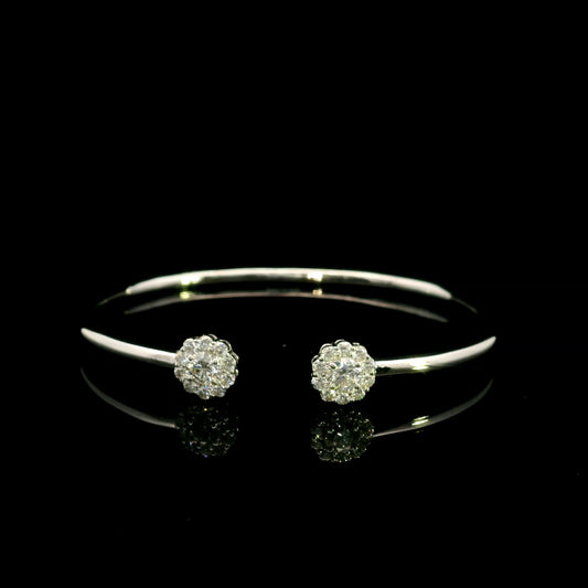 Diamond Halo Open Bangle in 18K White Gold