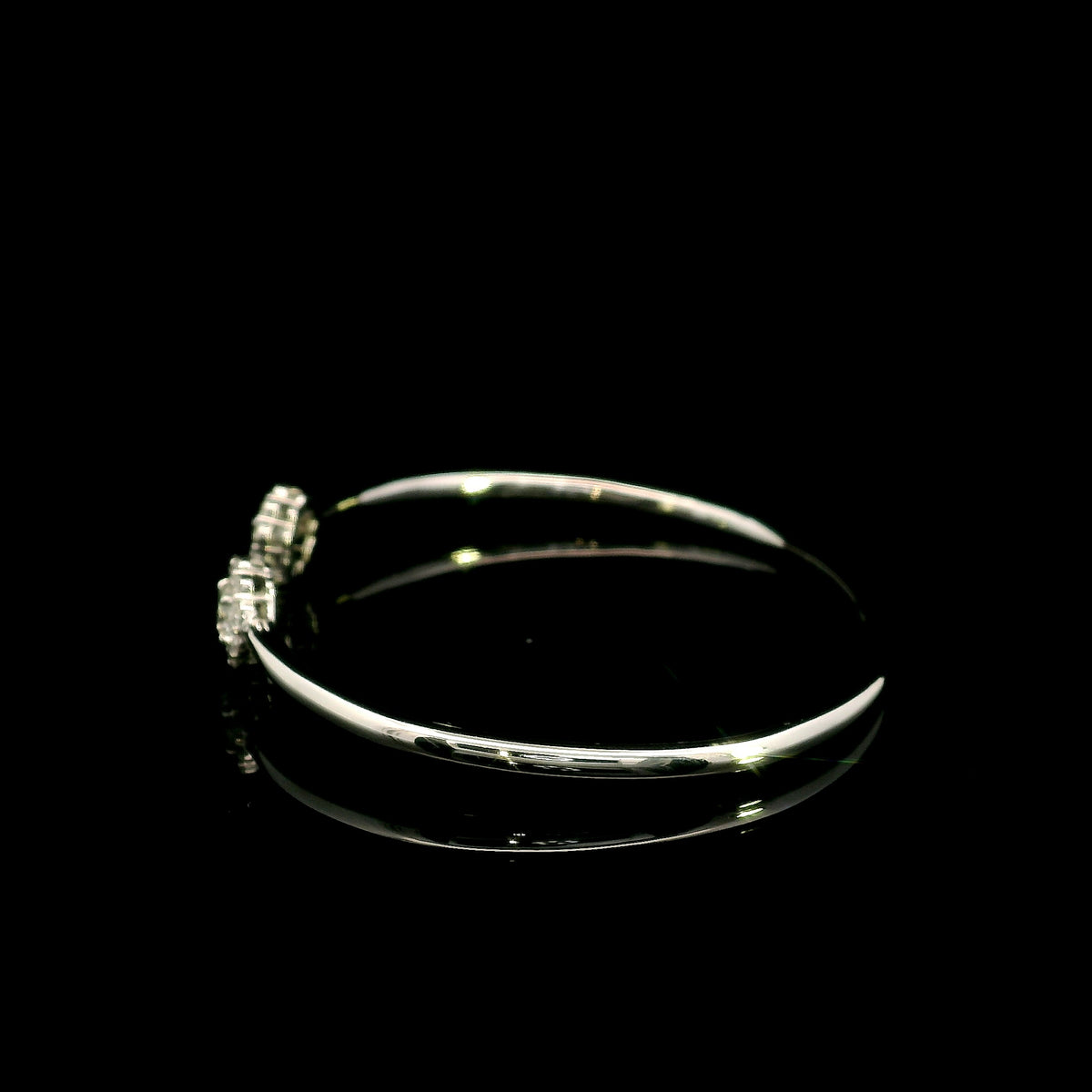 Diamond Halo Open Bangle in 18K White Gold