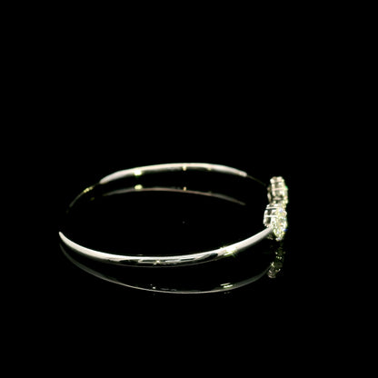 Diamond Halo Open Bangle in 18K White Gold