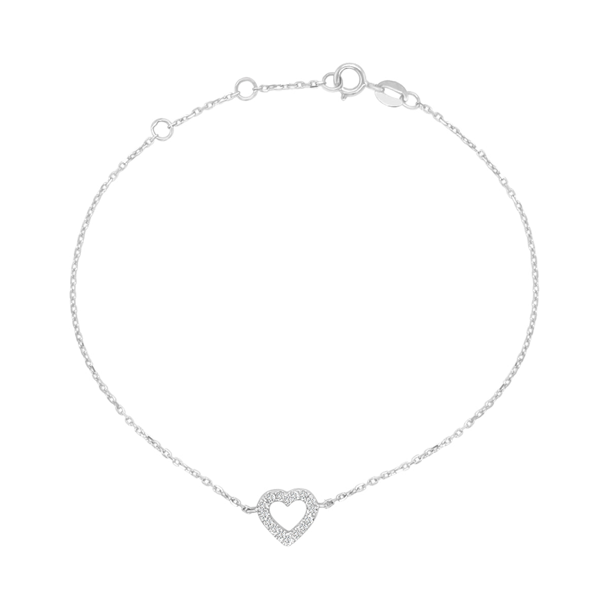 Heart Shaped Diamond Bracelet In 18k White Gold.