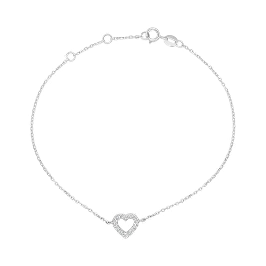 Heart Shaped Diamond Bracelet In 18k White Gold.