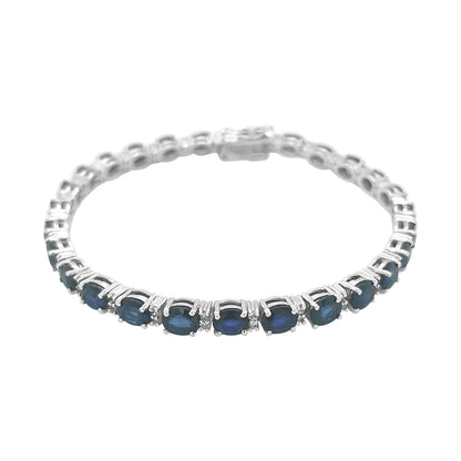 Sapphire And Diamond Bracelet In 18k White Gold