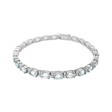 Aquamarine And Diamond Bracelet In18k White Gold.