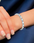 Aquamarine And Diamond Bracelet In 18k White Gold.