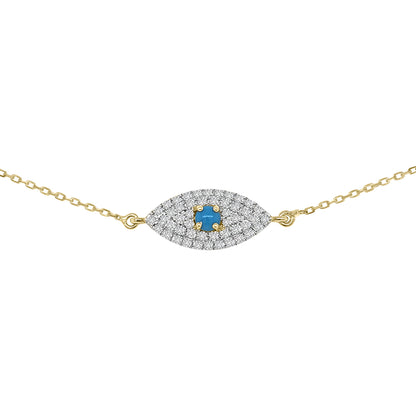 Diamond And Turquoise Evil Eye Bracelet In 18k Yellow Gold.
