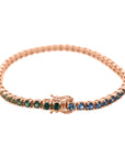 Multi Colour Sapphire Tennis Bracelet In 18k Rose Gold.