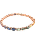Multicoloured, Rainbow Sapphire And Diamond Tennis Bracelet In18k Rose Gold.