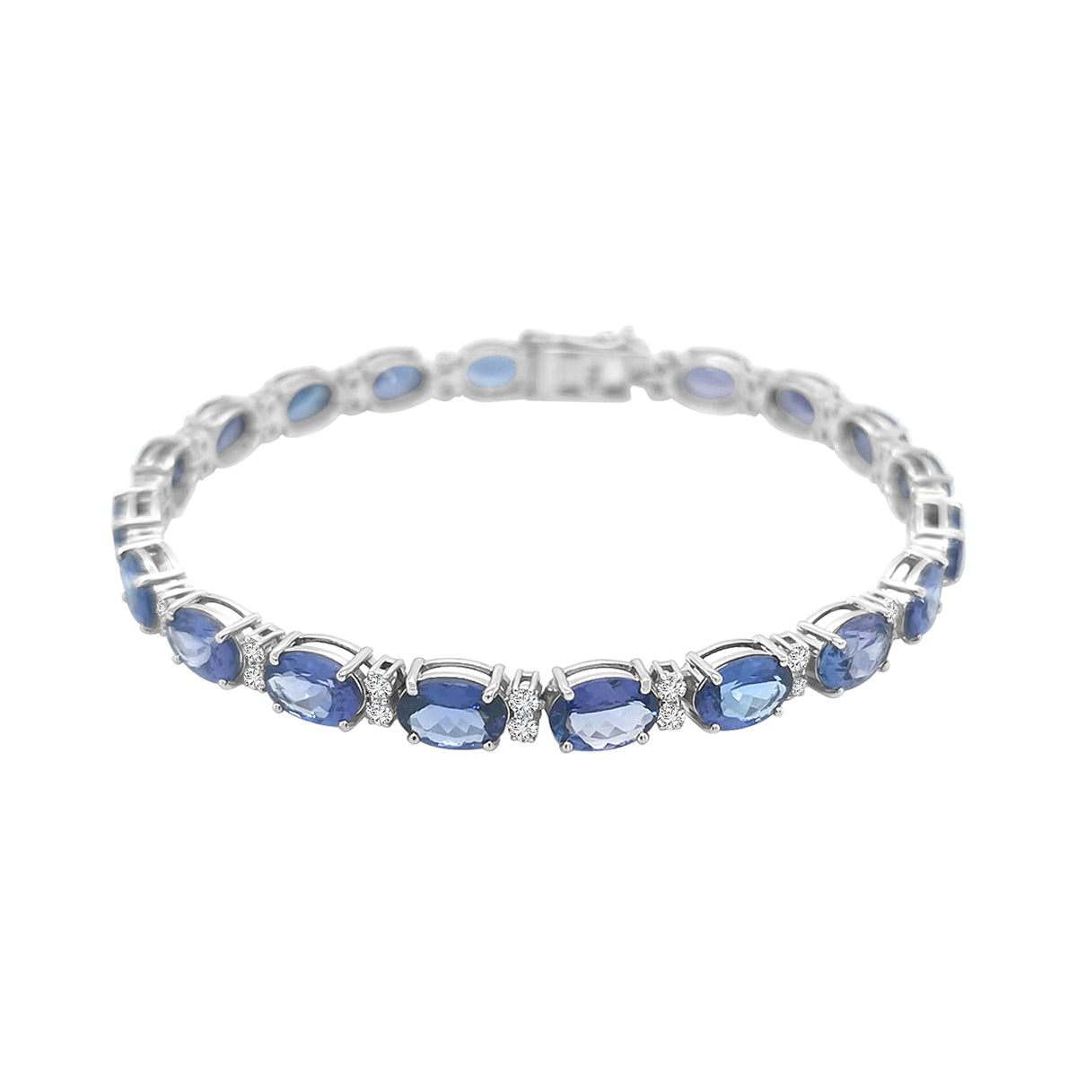 Tanzanite And Diamond Bracelet In 18k White Gold.