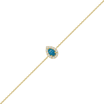 Diamond And Turquoise Bracelet In 18k Yellow Gold.