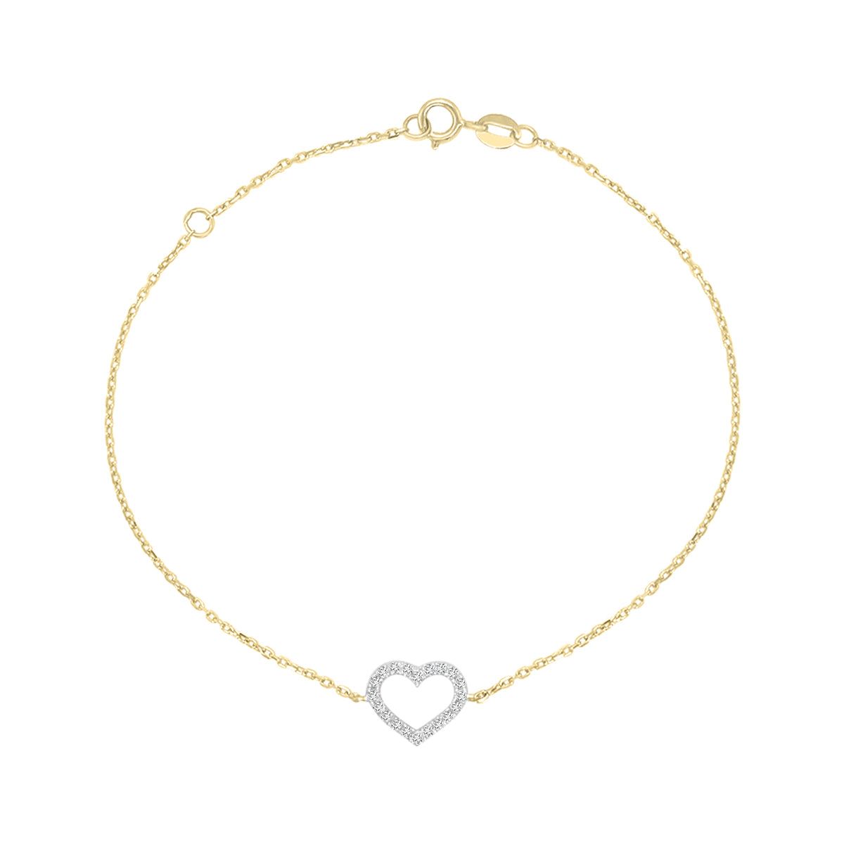 Heart Shape Diamond Bracelet In 18k Yellow Gold.