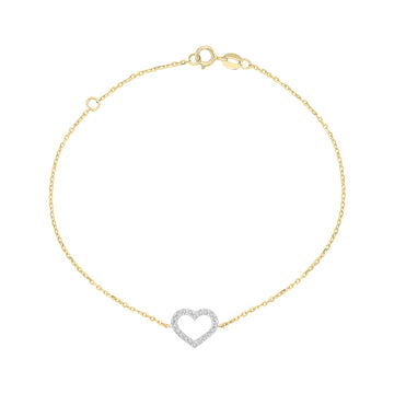 Heart Shape Diamond Bracelet In 18k Yellow Gold.
