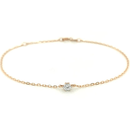 This Solitaire Diamond Bracelet, crafted from 18k Yellow Gold, is the perfect way to add a subtle sparkle to your wrist. The minimalist design features a single diamond, allowing you to make a subtle yet elegant statement.