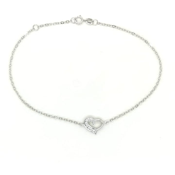 Diamond Heart Charm Bracelet In 18k White Gold.