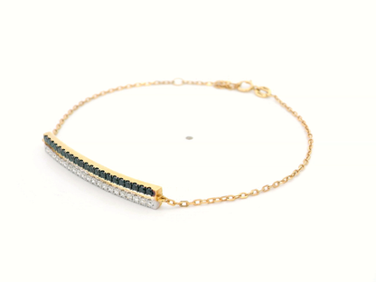 Elegant 18K Gold Black and White Diamond Bracelet with Chain - Timeless Luxury Jewelry