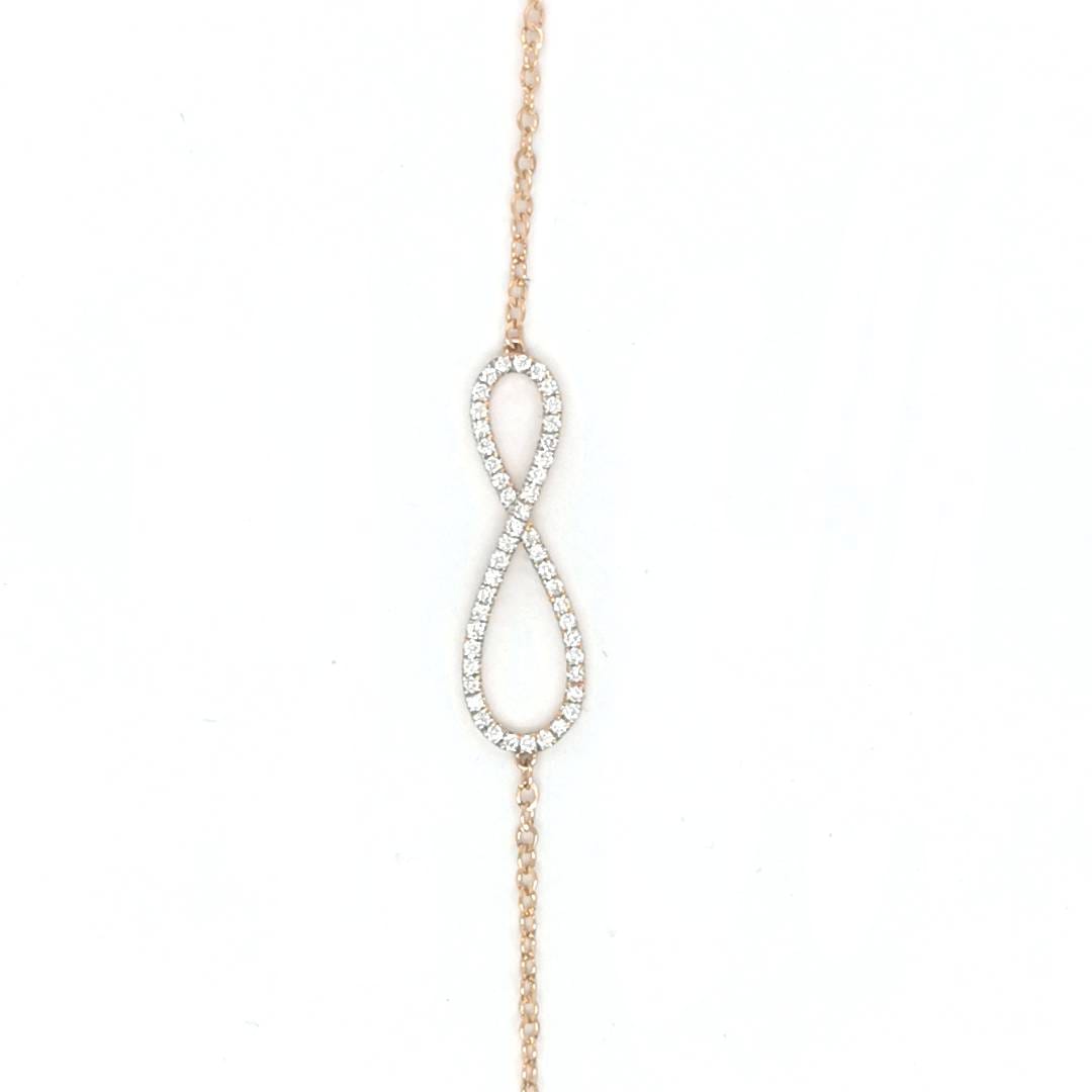 Infinity Symbol Diamond Bracelet In 18k Rose Gold.