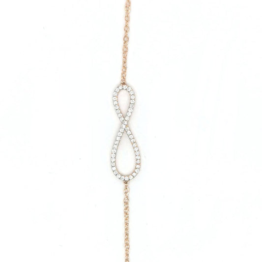 Elegant 18K Rose Gold Infinity Symbol Diamond Bracelet with 0.22 Carat Diamonds