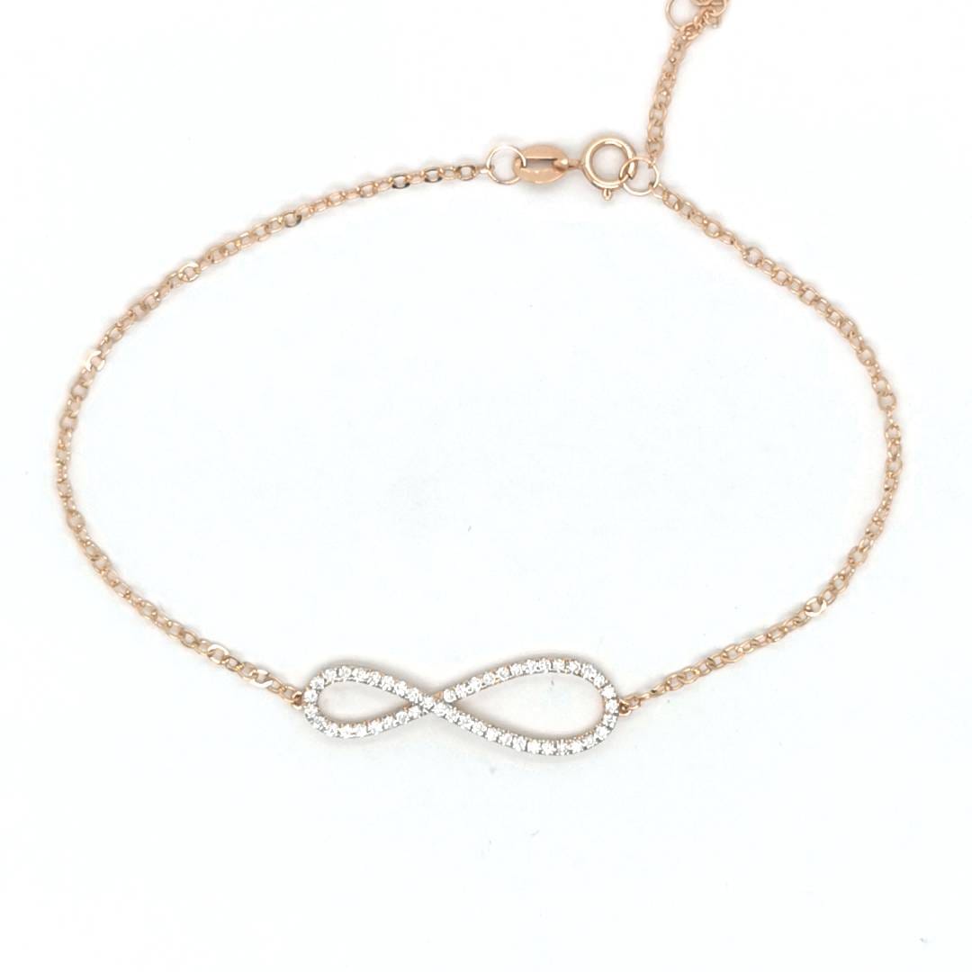 Infinity Symbol Diamond Bracelet In 18k Rose Gold.