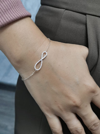 Infinity Symbol Diamond Bracelet In 18k Rose Gold.