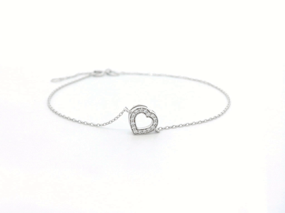 18k Yellow Gold Heart Bracelet with Diamond Accents.