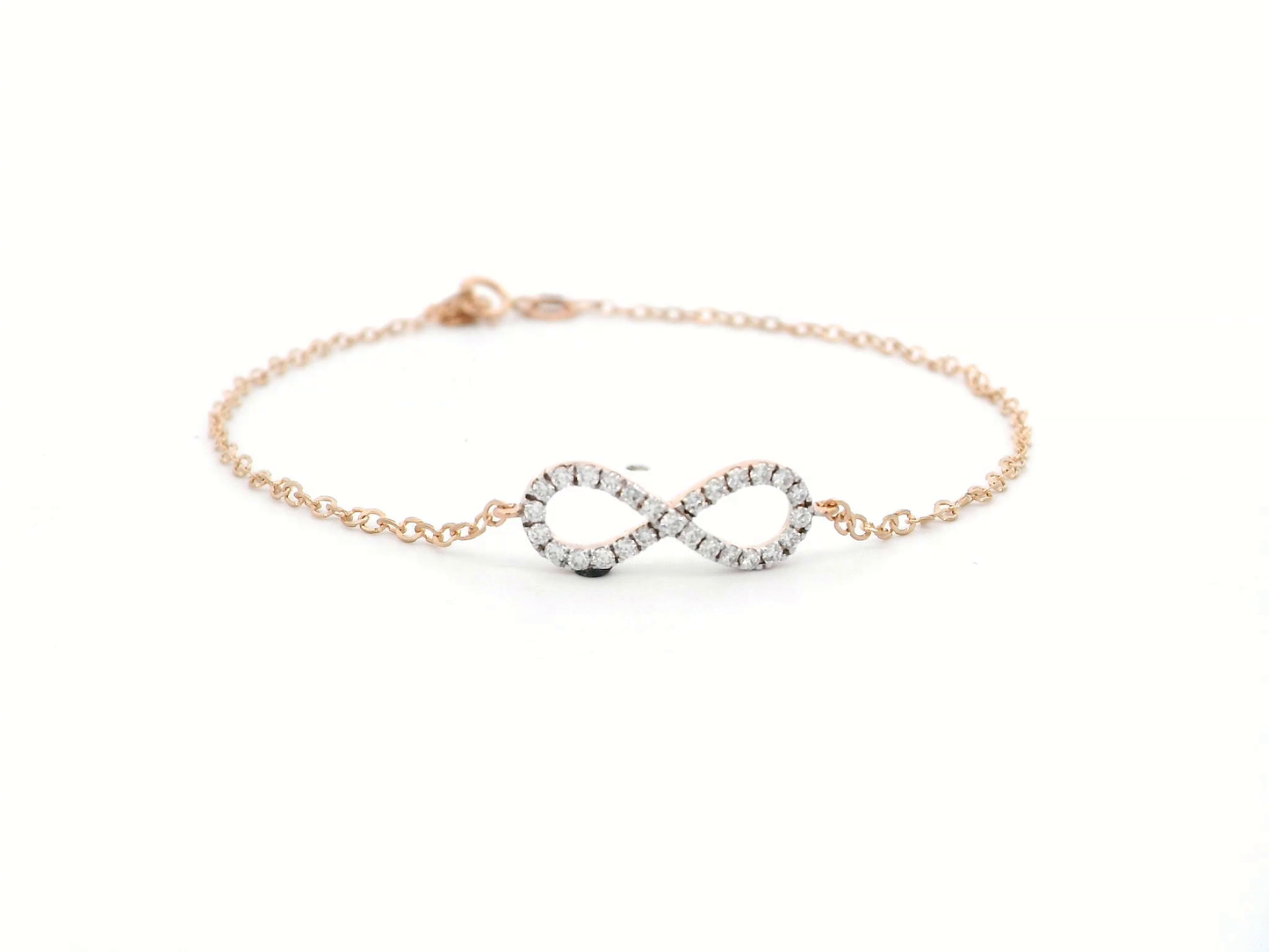 18k Rose Gold Infinity Bracelet with Diamonds – Minimalist Jewelry for Everyday Elegance