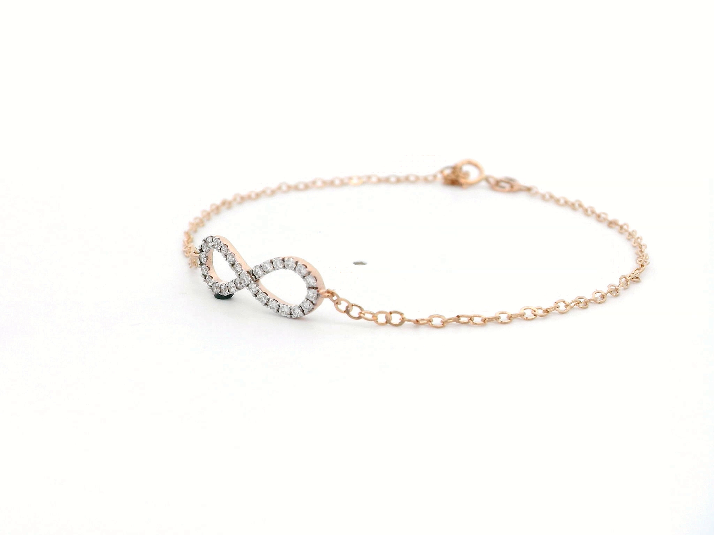 18k Rose Gold Infinity Bracelet with Diamonds – Minimalist Jewelry for Everyday Elegance