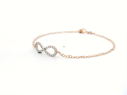 18k Rose Gold Infinity Bracelet with Diamonds – Minimalist Jewelry for Everyday Elegance