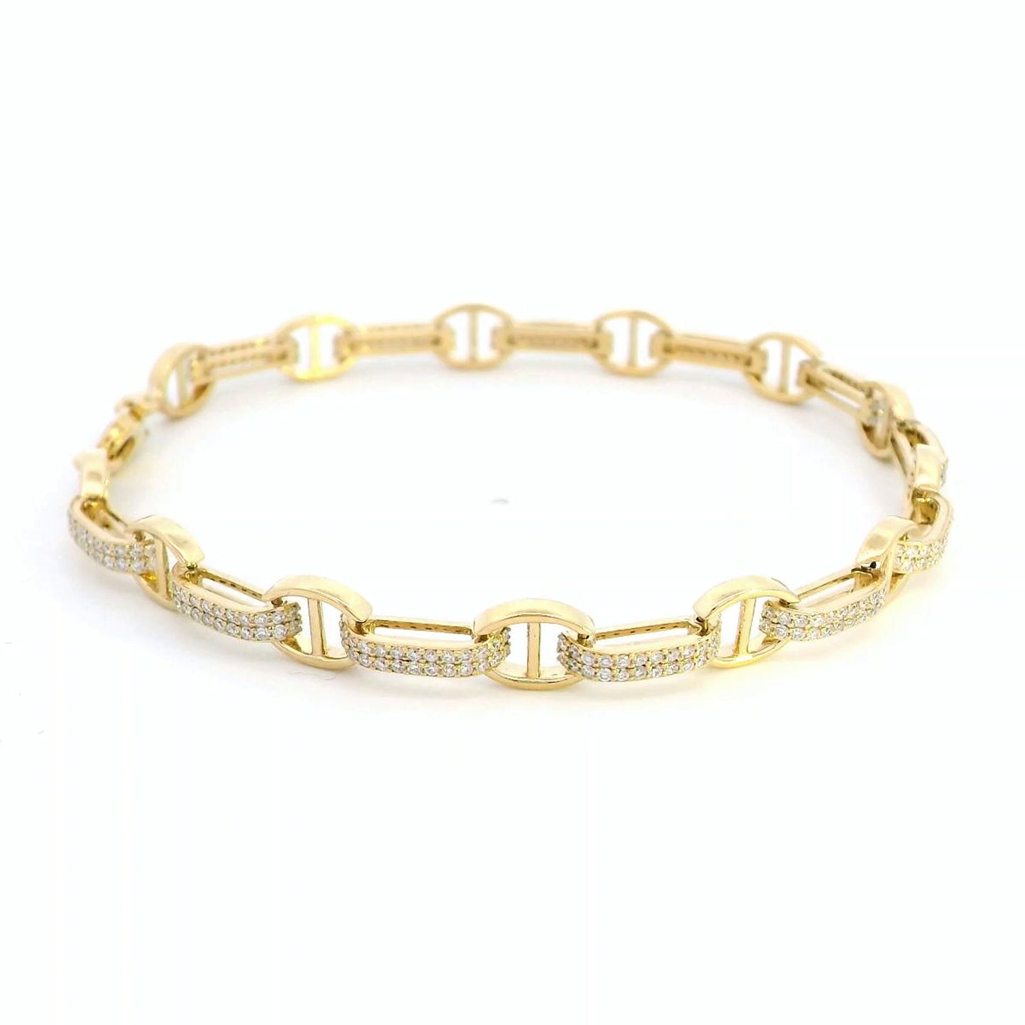 18K Gold Diamond Bracelet - 1.10 Carat Pave Link Design | Luxury Chain Bracelet