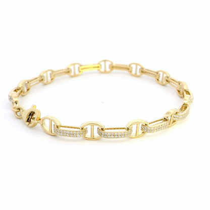 18K Gold Diamond Bracelet - 1.10 Carat Pave Link Design | Luxury Chain Bracelet