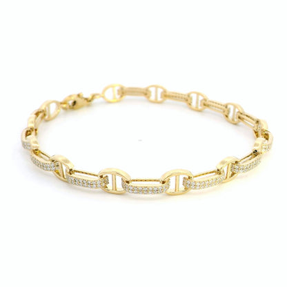 18K Gold Diamond Bracelet - 1.10 Carat Pave Link Design | Luxury Chain Bracelet