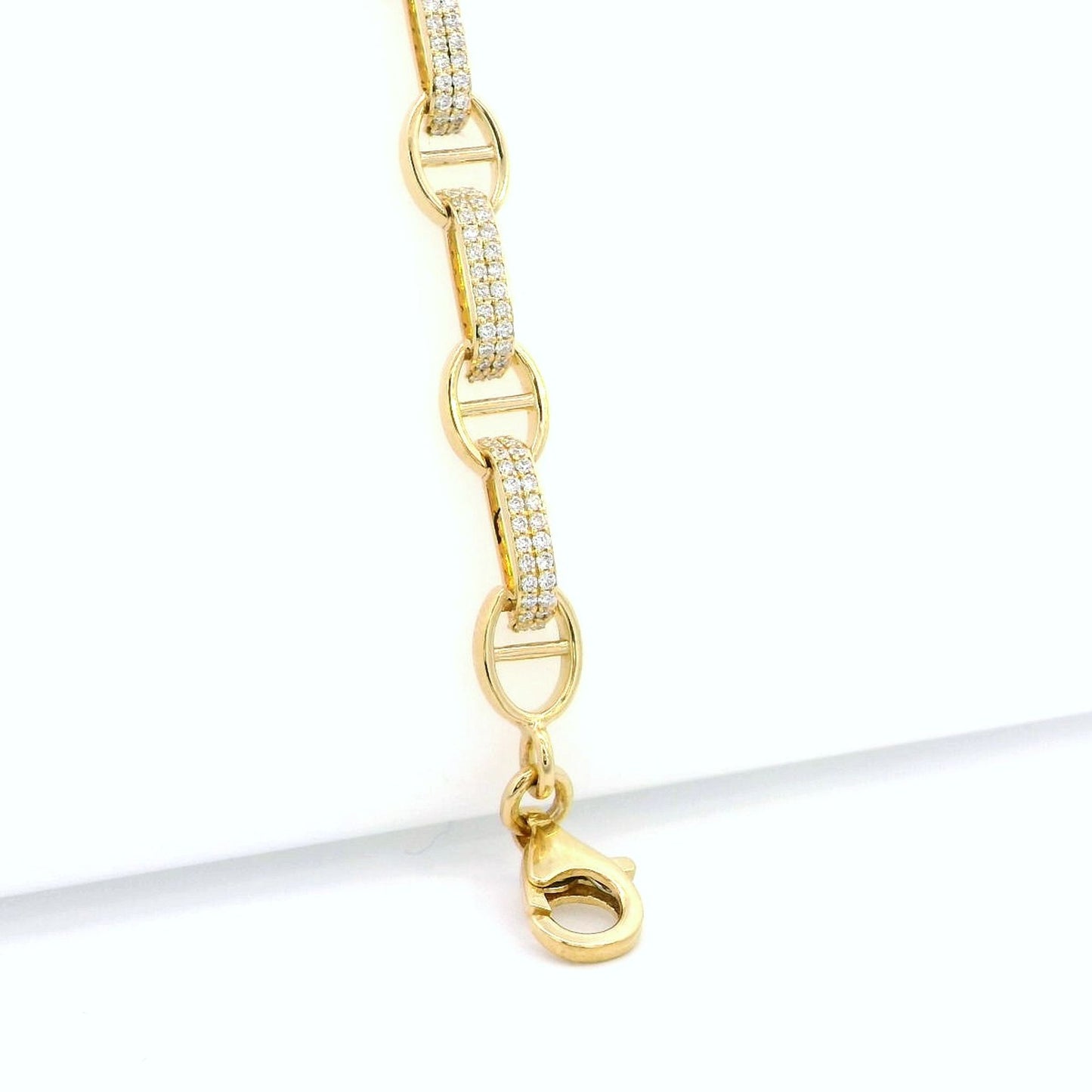 18K Gold Diamond Bracelet - 1.10 Carat Pave Link Design | Luxury Chain Bracelet