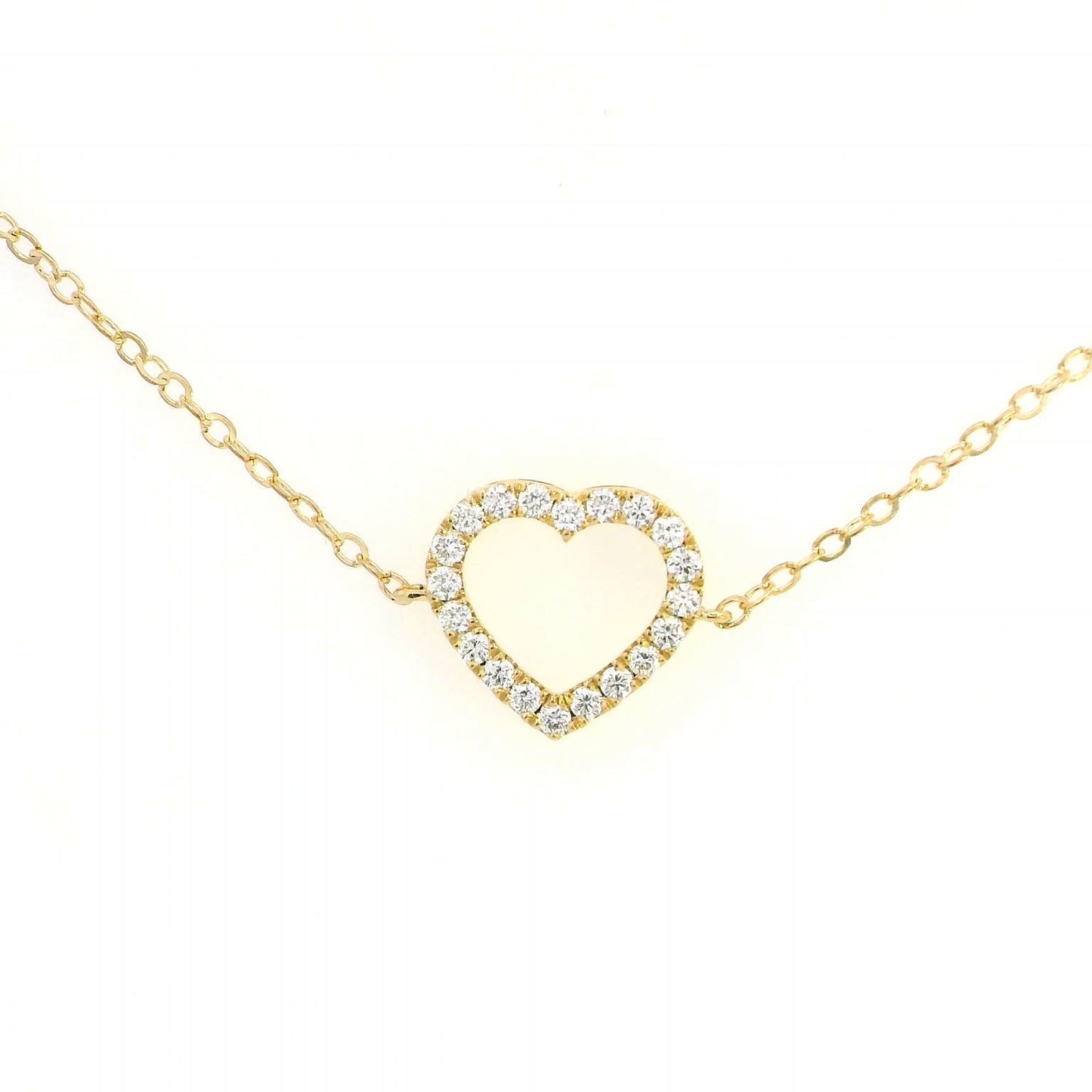 18K Gold Diamond Heart Bracelet | 0.28ct Elegant Diamond Chain Bracelet