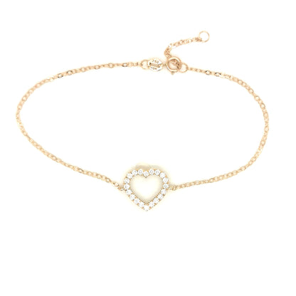 18K Gold Diamond Heart Bracelet | 0.28ct Elegant Diamond Chain Bracelet