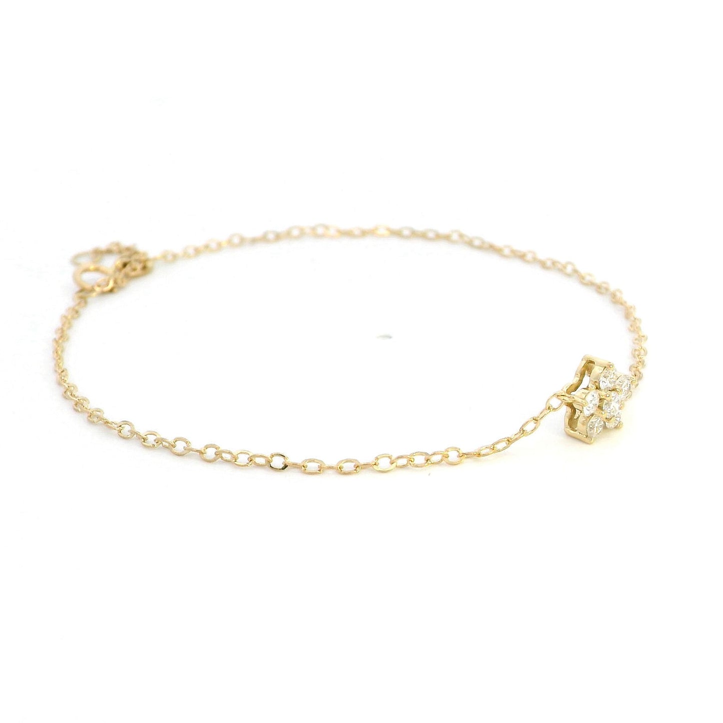 Flower Cluster Diamond Bracelet In 18k Yellow Gold.