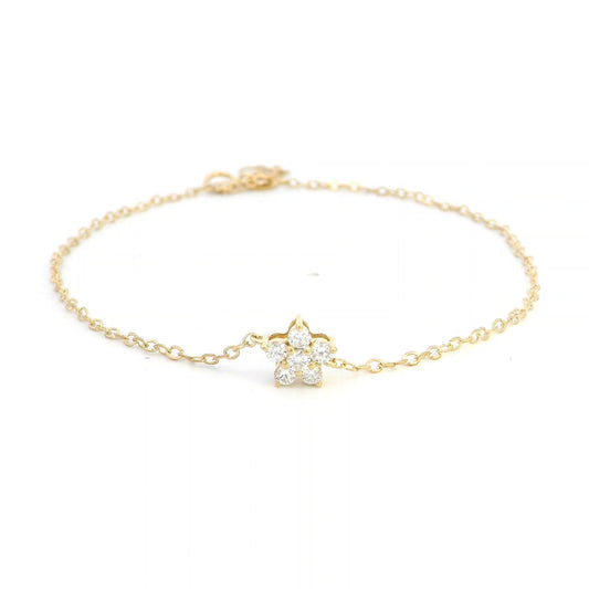 Flower Cluster Diamond Bracelet In 18k Yellow Gold.