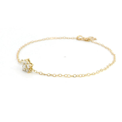 Flower Cluster Diamond Bracelet In 18k Yellow Gold.